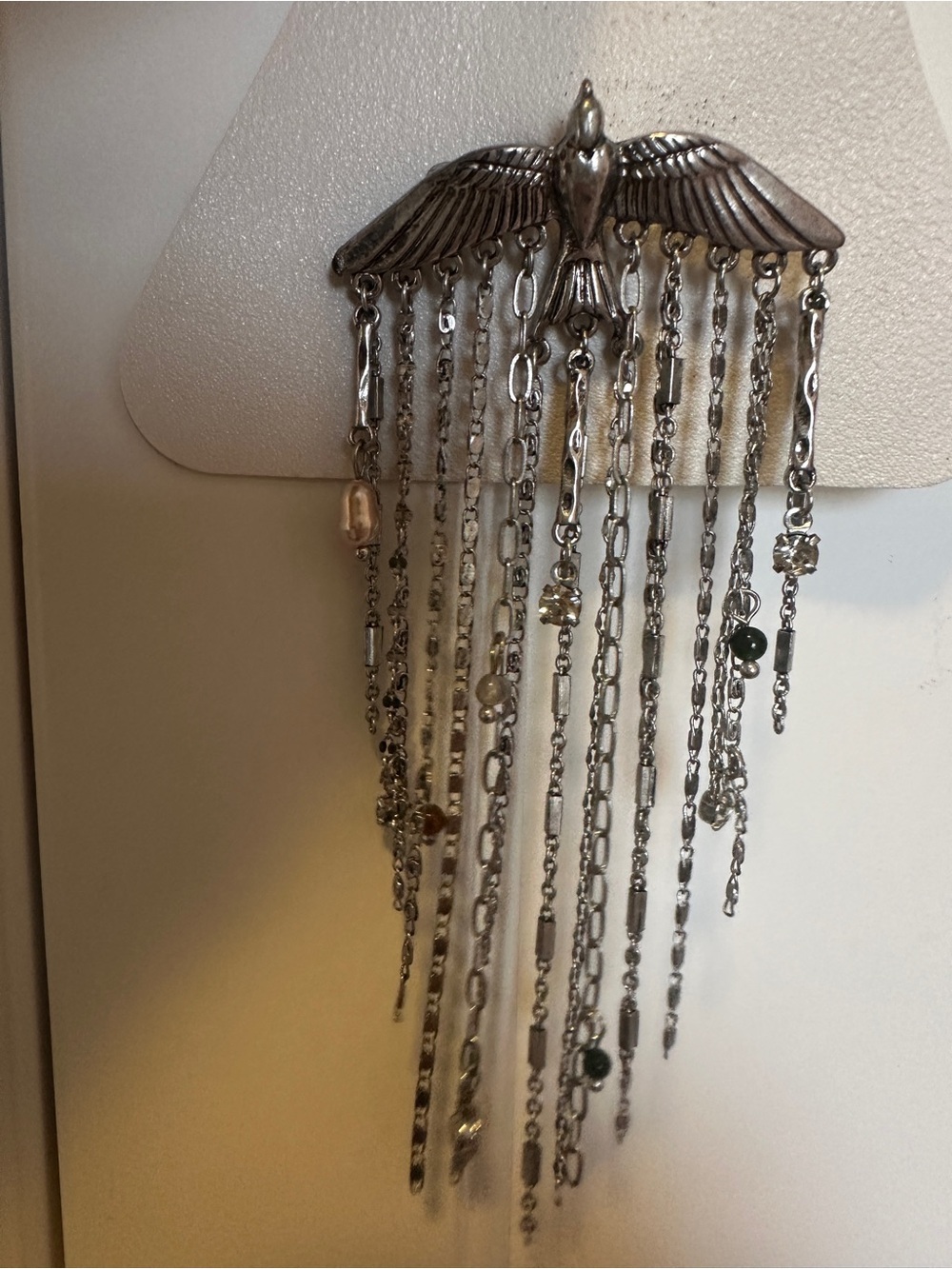 Free People Silver Winged Bird Fringe Brooch- NWT - Picture 4 of 7